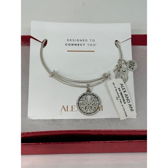 Alex and Ani Path of Life Charm Bangle Bracelet Silver Tone Positive Energy READ - Picture 1 of 8